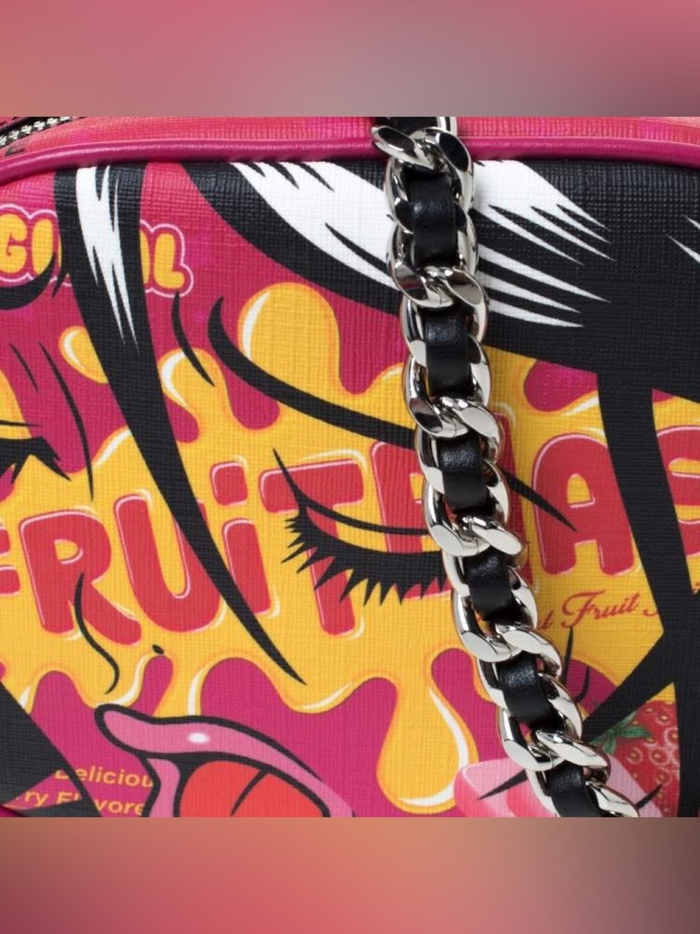 NEW NWT Moschino Fruit Blast Pink Graphic Crossbody Bag Purse Pop Art Candy - Picture 7 of 8